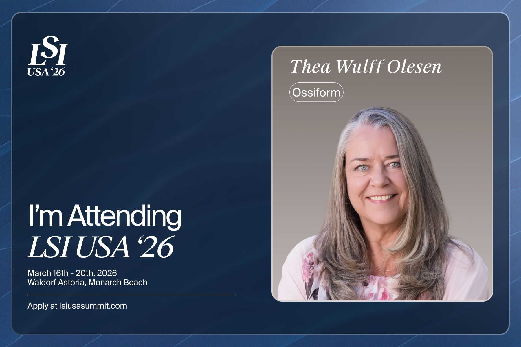 Thea Wulff Olesen is attending LSI USA '26